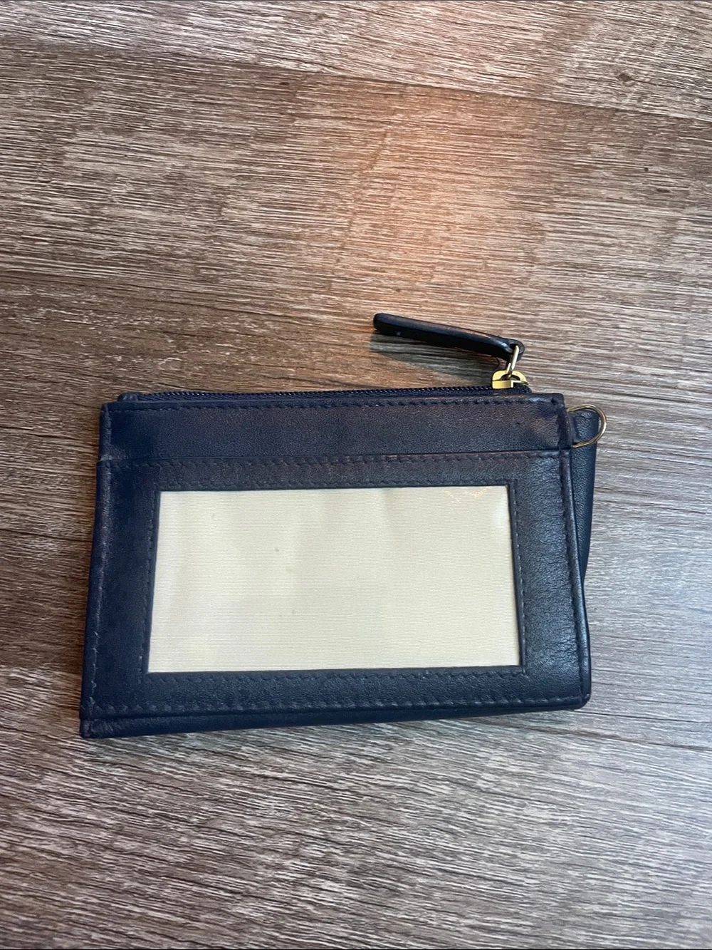 RADLEY LONDON Dark Blue Leather Zip Card Wallet with Gold Dog Emblem